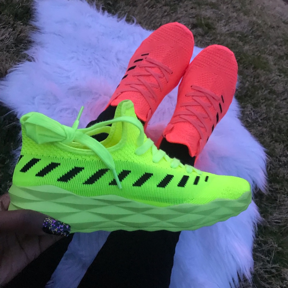 Neon Hot Green Black Fashion Sneakers Flyknit